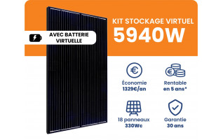 Kit Solaire Autoconsommation Meilleur Prix 5940W Triphasé avec Batterie Virtuelle