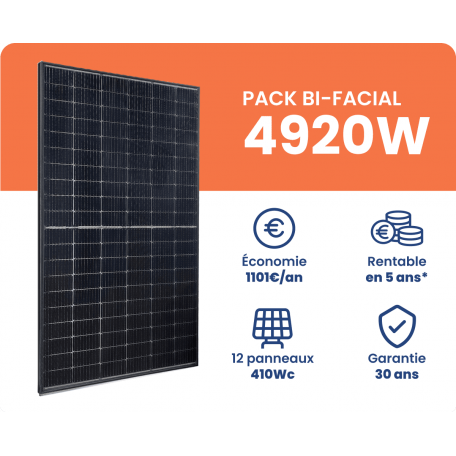 Kit Solaire Autoconsommation Bi-Facial 4920W - Onduleur Solis