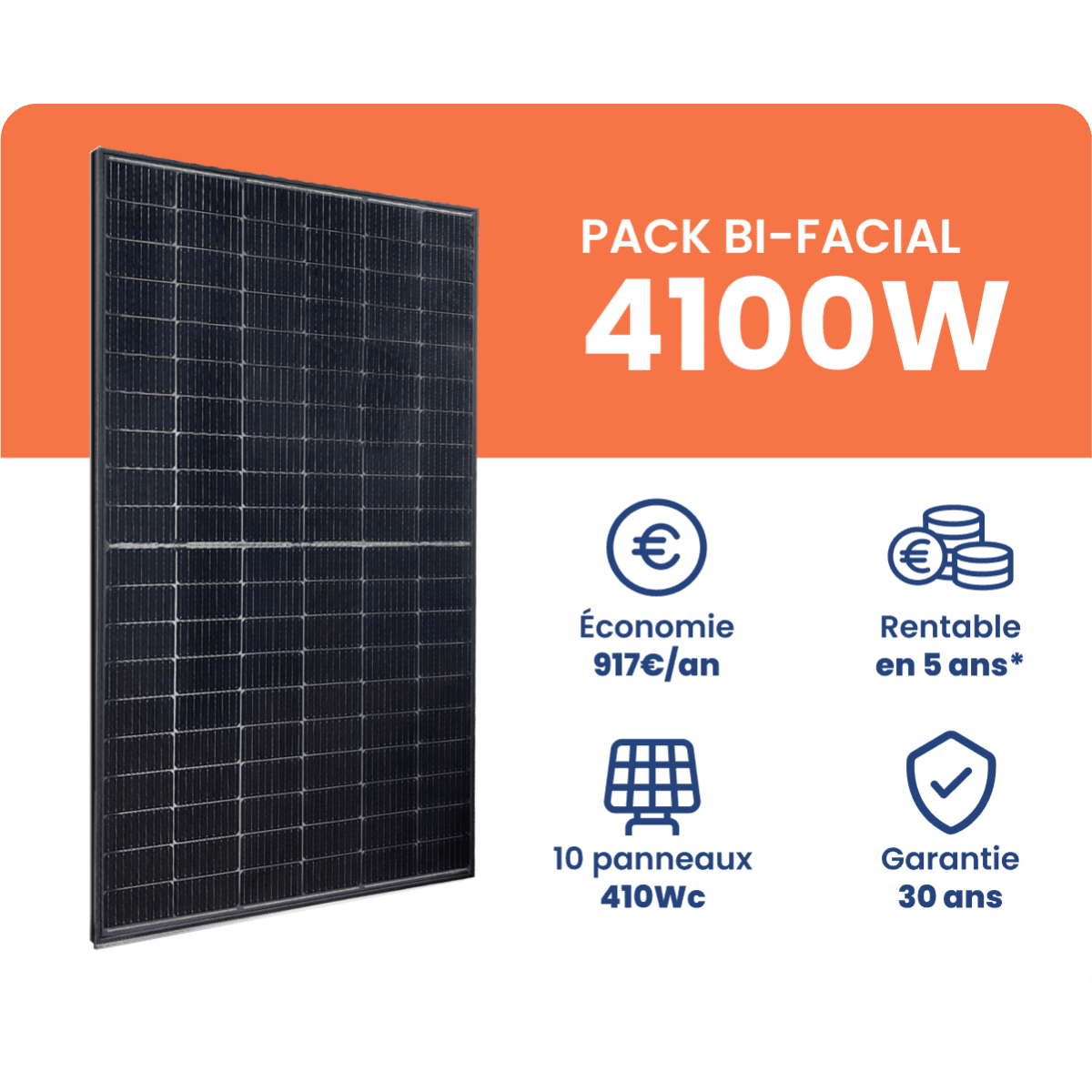 Kit Solaire Autoconsommation Bi-Facial 4100W - Onduleur Solis
