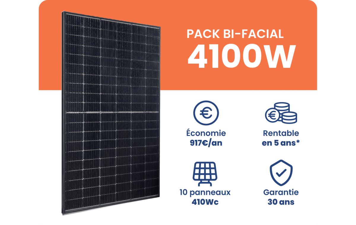 Kit Solaire Autoconsommation Bi-Facial 4100W - Onduleur Solis