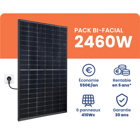 Kit Solaire Autoconsommation Bi-Facial 2460W - Onduleur Solis Kit Solaire Autoconsommation Bi-Facial 2460W - Onduleur Solis