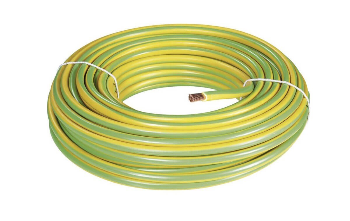 100 mètres de câble de terre rigide vert/jaune 16mm²