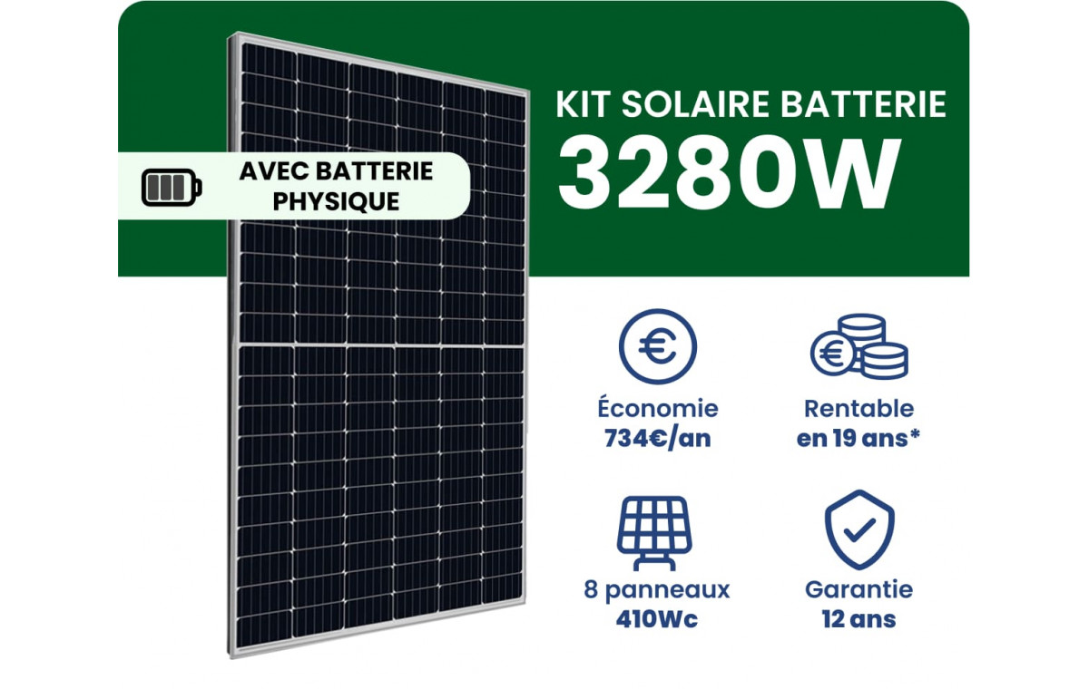Kit Solaire Batterie Autoconsommation 3280W - SunMini 3K