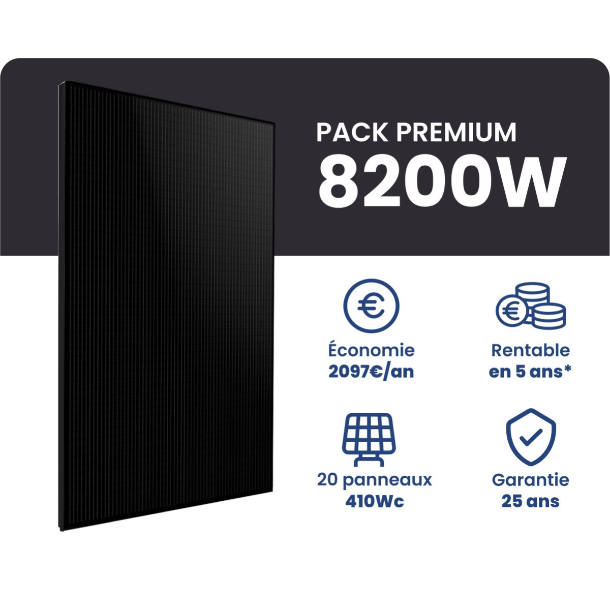 Kit Solaire Autoconsommation Premium 8200W Triphasé - Micro onduleurs APS