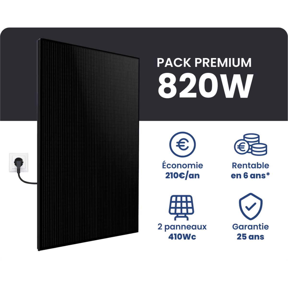 Kit Solaire Autoconsommation Sunpower 820W - Micro onduleur APS DS3L