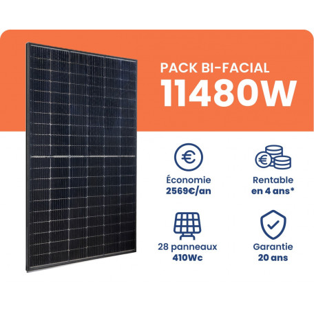 Kit Solaire Autoconsommation Bi-Facial 11480W Triphasé - Micro-onduleurs APS