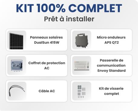Kit Solaire Autoconsommation Français 3320W Triphasé - Micro onduleurs APS