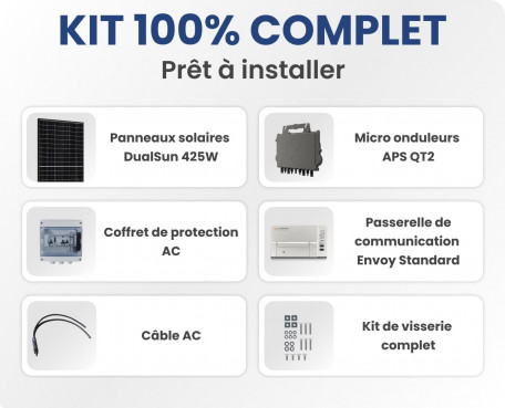 Kit Solaire Autoconsommation Français 3400W Triphasé - Micro onduleurs APS