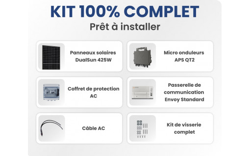 Kit Solaire Autoconsommation Français 8500W Triphasé - Micro onduleurs APS