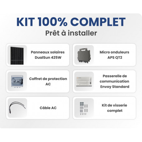 Kit Solaire Autoconsommation Français 10200W Triphasé - Micro onduleurs APS