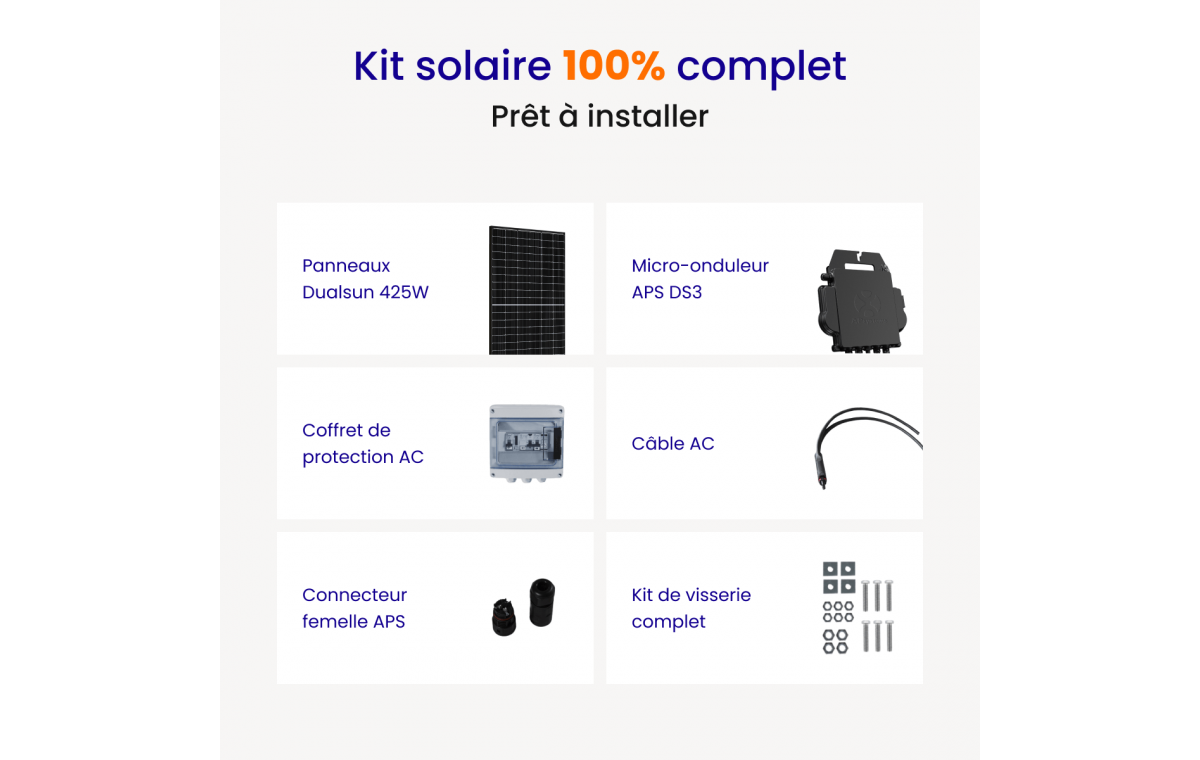 Kit Solaire Autoconsommation Français 850W - Micro onduleur APS