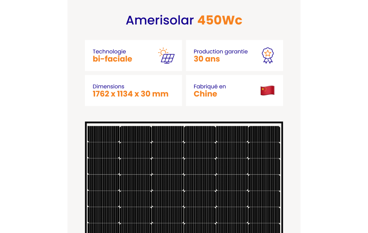 Panneau solaire MK-SUN bifacial 500Wc