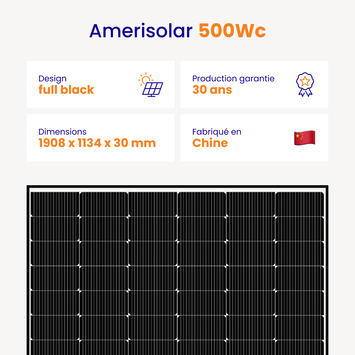 Panneau solaire Amerisolar 500Wc