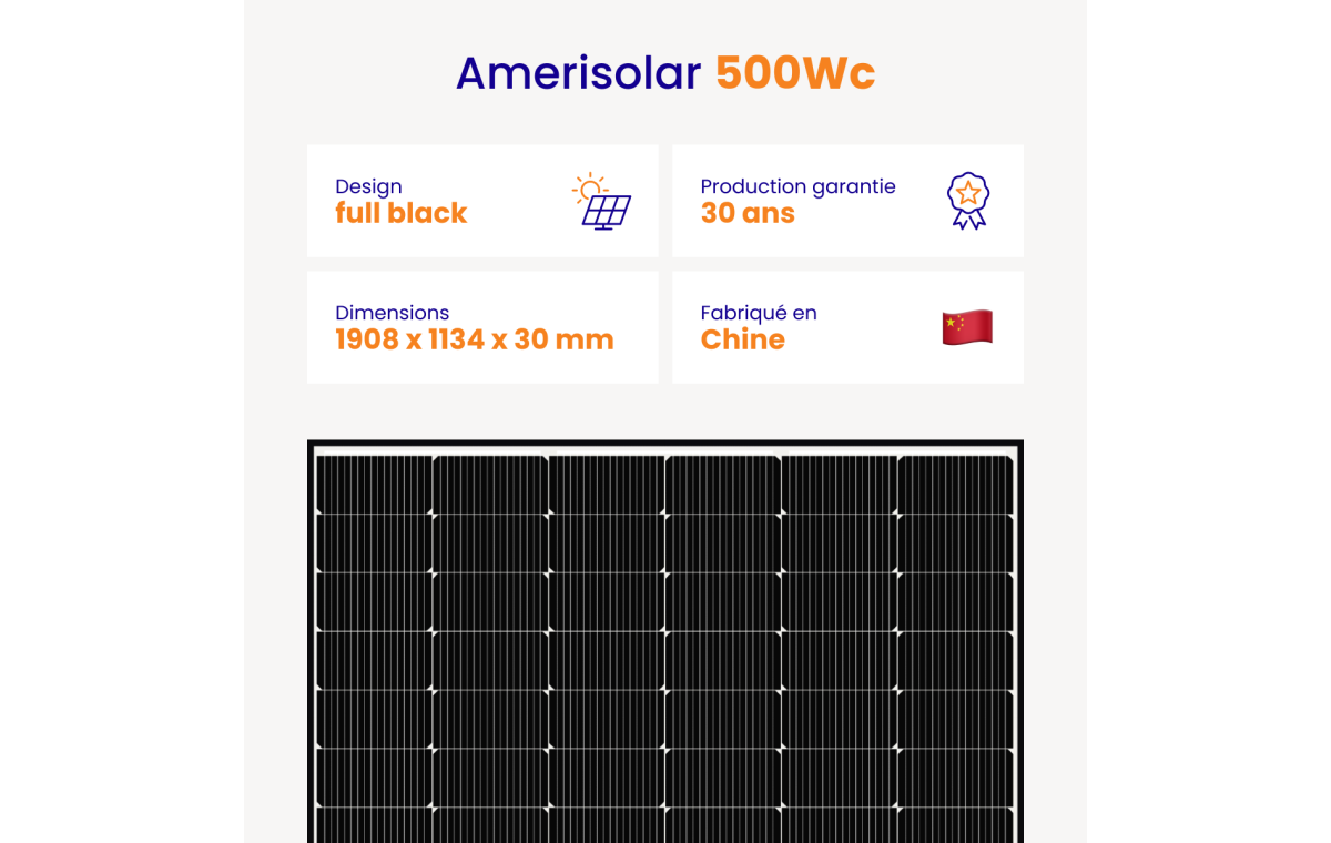 Panneau solaire Amerisolar 500Wc