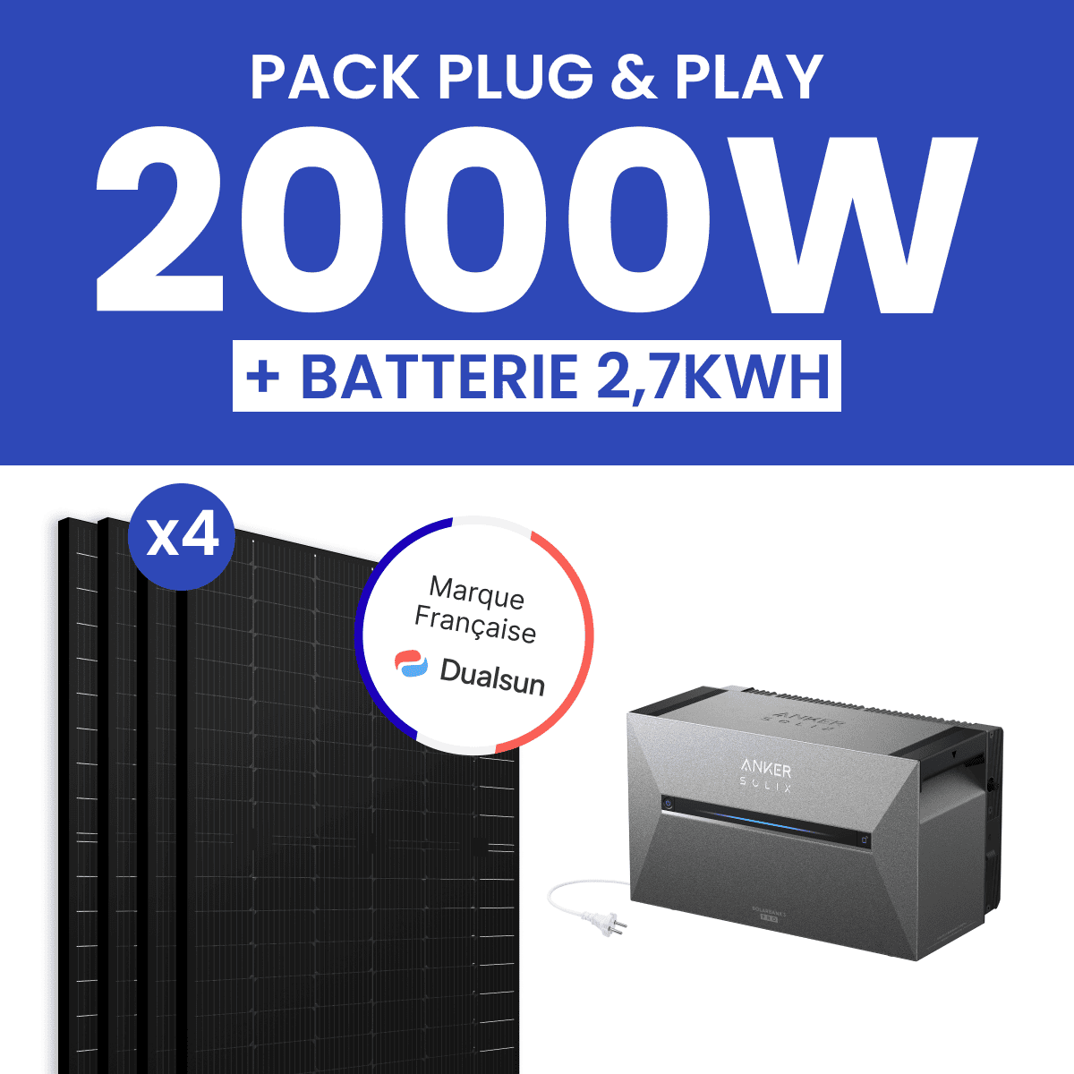 Kit solaire 2000W Dualsun – Batterie Anker E2700 Pro