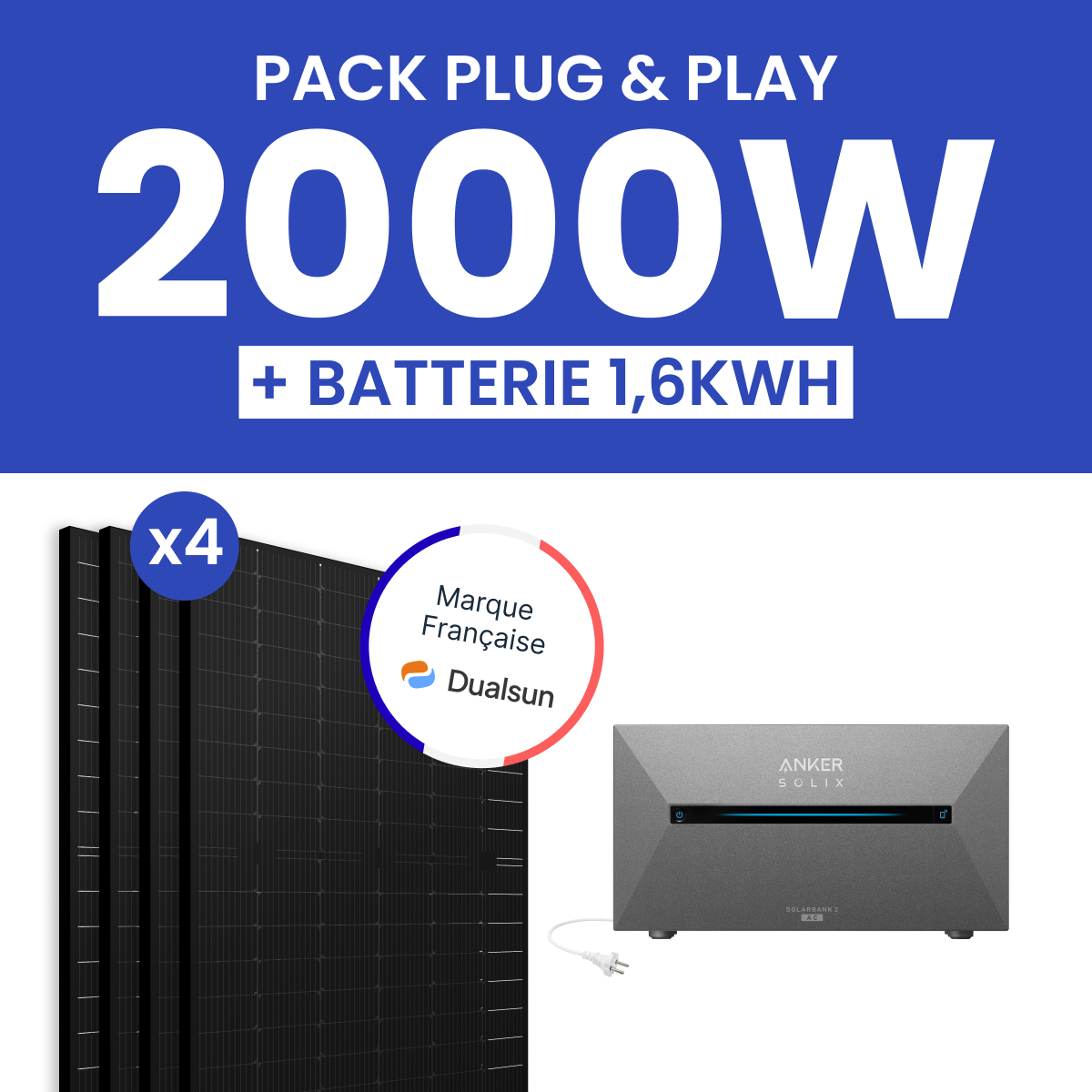 Kit solaire 2000W Dualsun – Batterie Anker E1600AC