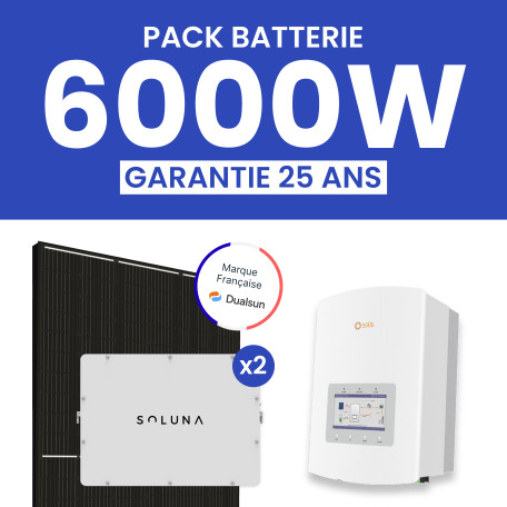 Kit Solaire 6000W DualSun Onduleur Hybride SOLIS + 2 Batteries SOLUNA 5 kWh