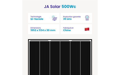 Panneau solaire JA Solar 500W - Bifacial & Biverre