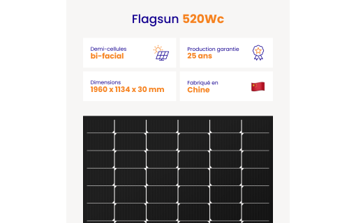 Panneau Solaire Flagsun 520Wc