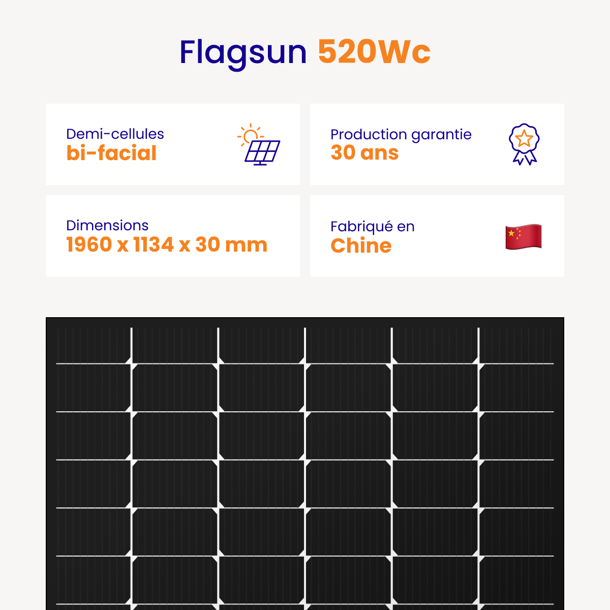 Panneau Solaire Flagsun 520Wc