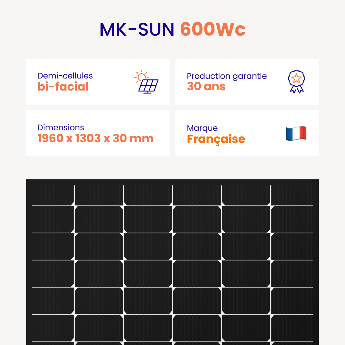 Panneau Solaire MK-SUN 600Wc Bifacial Biverre