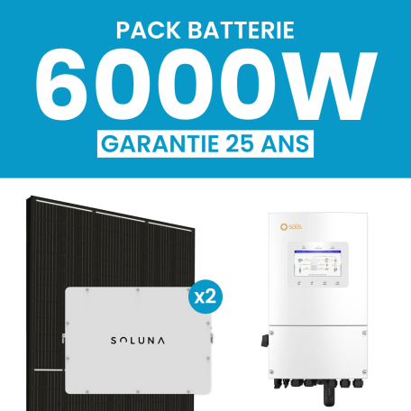 Kit Solaire 6000W JA Solar Onduleur Hybride SOLIS + 2 Batteries SOLUNA 10 kWh