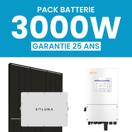 Kit Solaire 3000W JA Solar Onduleur Hybride SOLIS + 1 Batterie Soluna 5 kWh