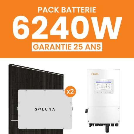 Kit Solaire 6240W Flagsun Onduleur Hybride SOLIS + 2 Batteries SOLUNA 10 kWh