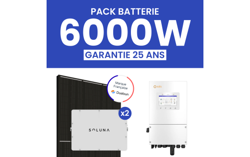 Kit Solaire 6000W DualSun Onduleur Hybride SOLIS + 2 Batteries SOLUNA 5 kWh