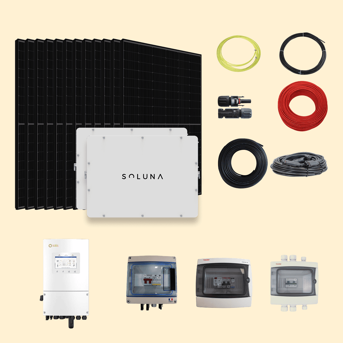 Kit Solaire 6000W DualSun Onduleur Hybride SOLIS + 2 Batteries SOLUNA 5 kWh