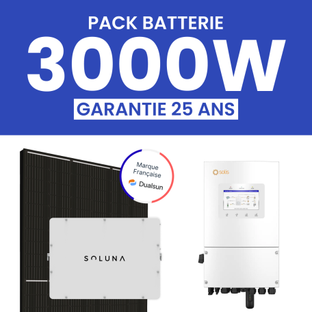 KIT 3000 DUALSUN ONDULEUR HYBRIDE SOLIS + 1 X BATTERIE SOLUNA 5 kWh