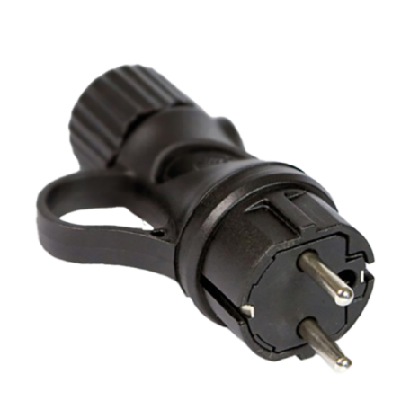 FICHE MALE 16A 2P + IP44 NOIR