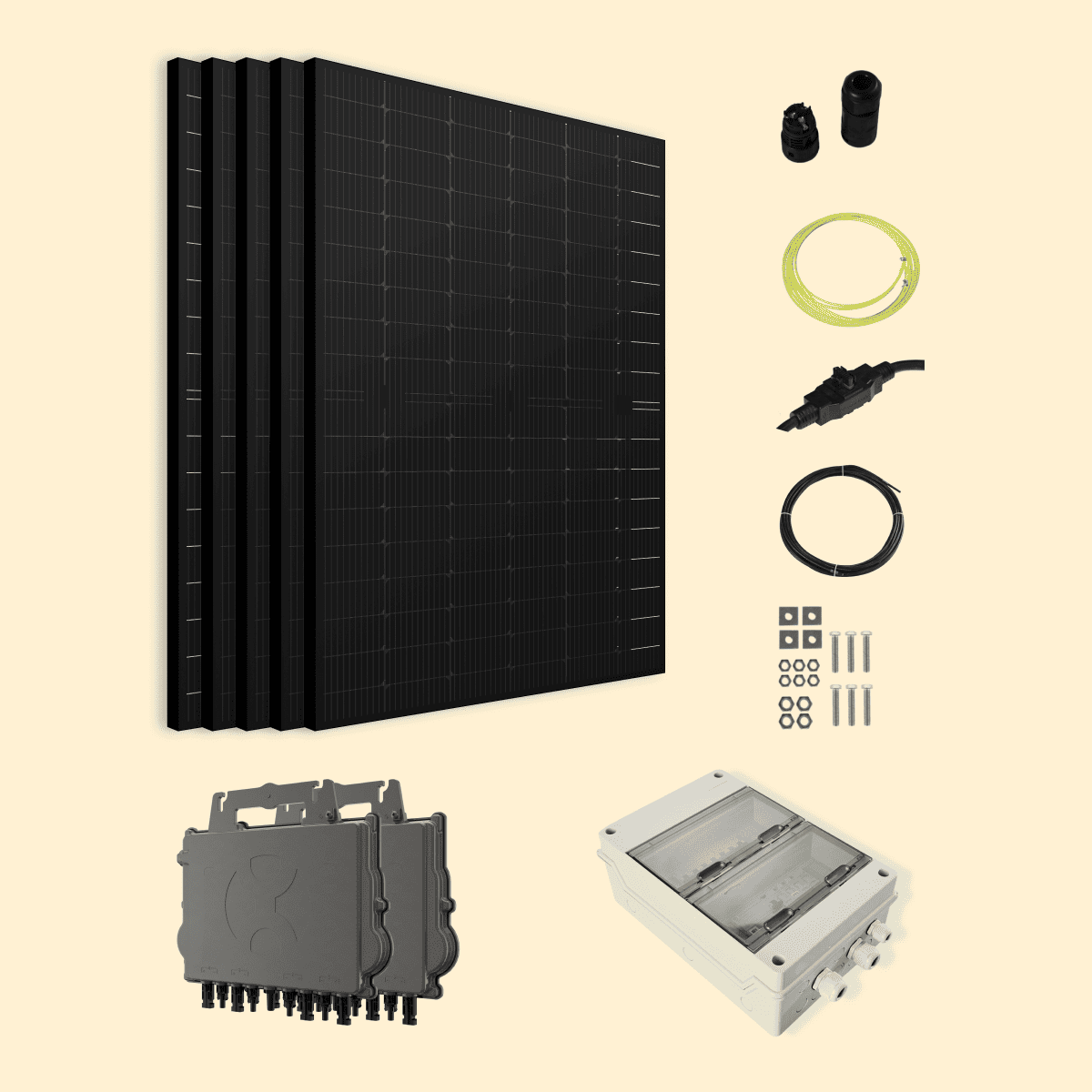 Kit solaire triphasé 2500W Amerisolar 500Wc – Micro-onduleur APSYSTEMS QT2