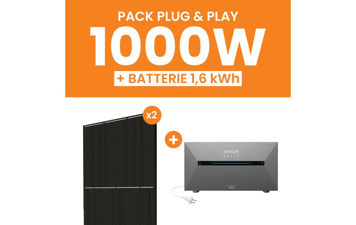 Kit 1000W Amerisolar - Batterie Anker Solarbank 2 E1600 AC