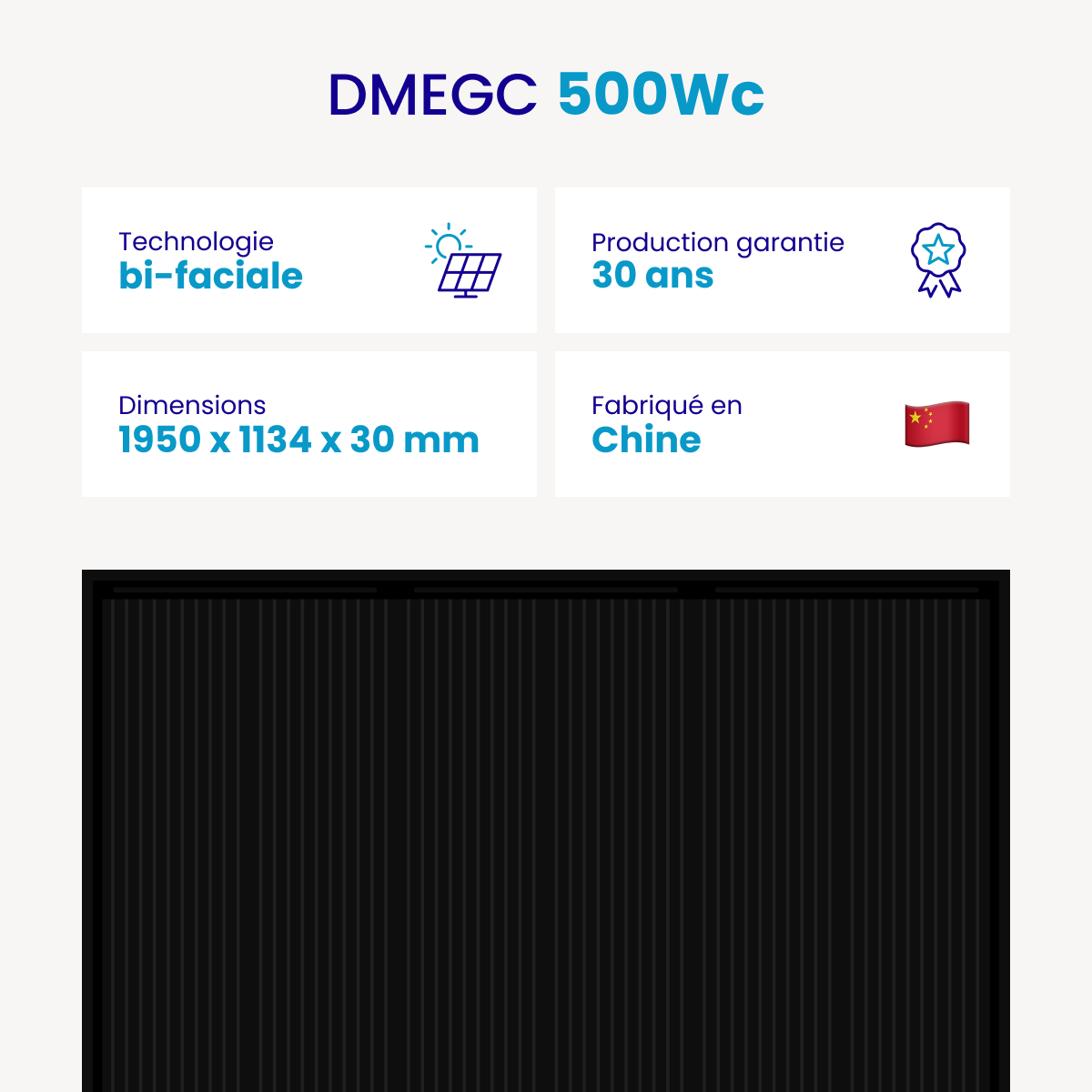 Panneau solaire 500W DMEGC - TopCon Biverre Bifacial