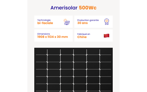Panneau solaire Amerisolar 500Wc Bifacial