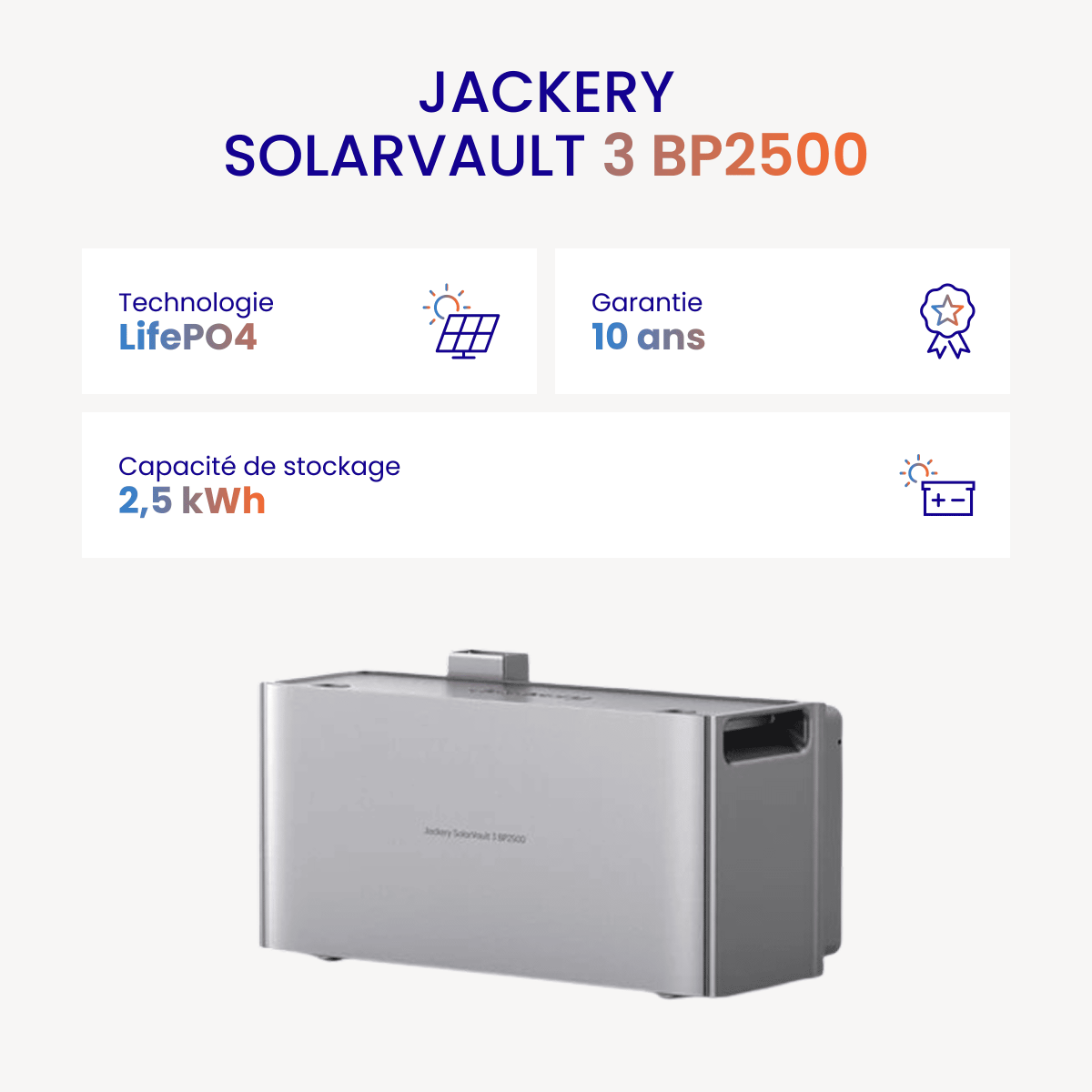 Pack Batterie Jackery SolarVault 3 Pro Max AC : 2,52 à 15,12 kWh Modulables