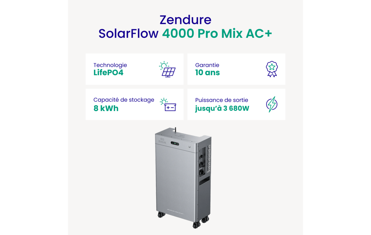 Batterie Solaire Zendure SolarFlow 4000 Mix AC+ 8kWh LiFePO₄