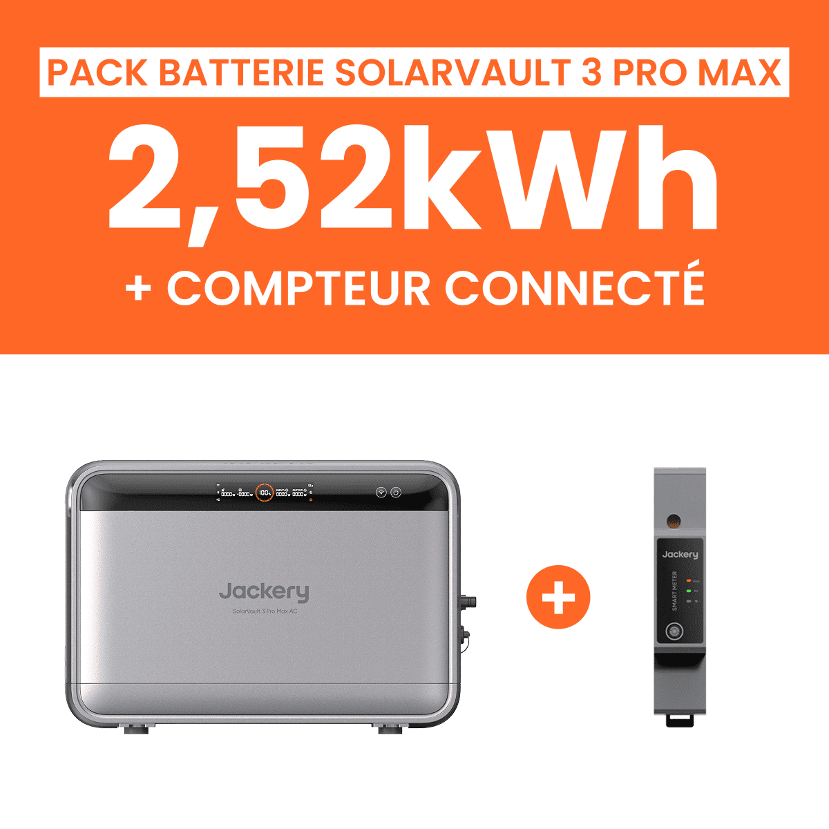 Pack Batterie Solaire Jackery SolarVault 3 Pro Max AC 2,5kWh + Smartmeter