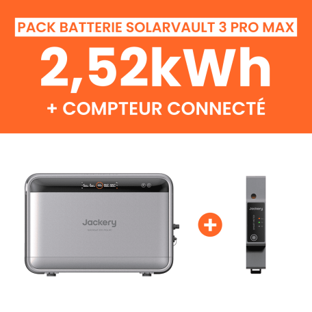 Pack Batterie Solaire Jackery SolarVault 3 Pro Max AC 2,5kWh + Smartmeter