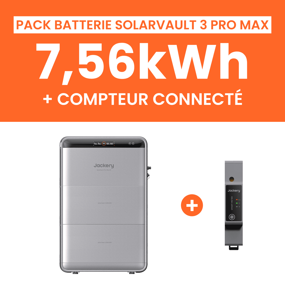 Pack Batterie Solaire Jackery SolarVault 3 Pro Max AC 7,56kWh avec Smartmeter