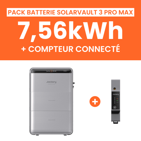 Pack Batterie Solaire Jackery SolarVault 3 Pro Max AC 7,56kWh avec Smartmeter