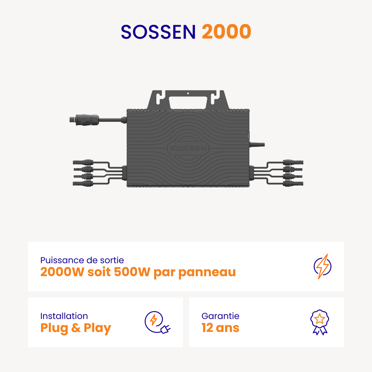 Micro-onduleur SOSSEN 2000 - 4 panneaux monophasé