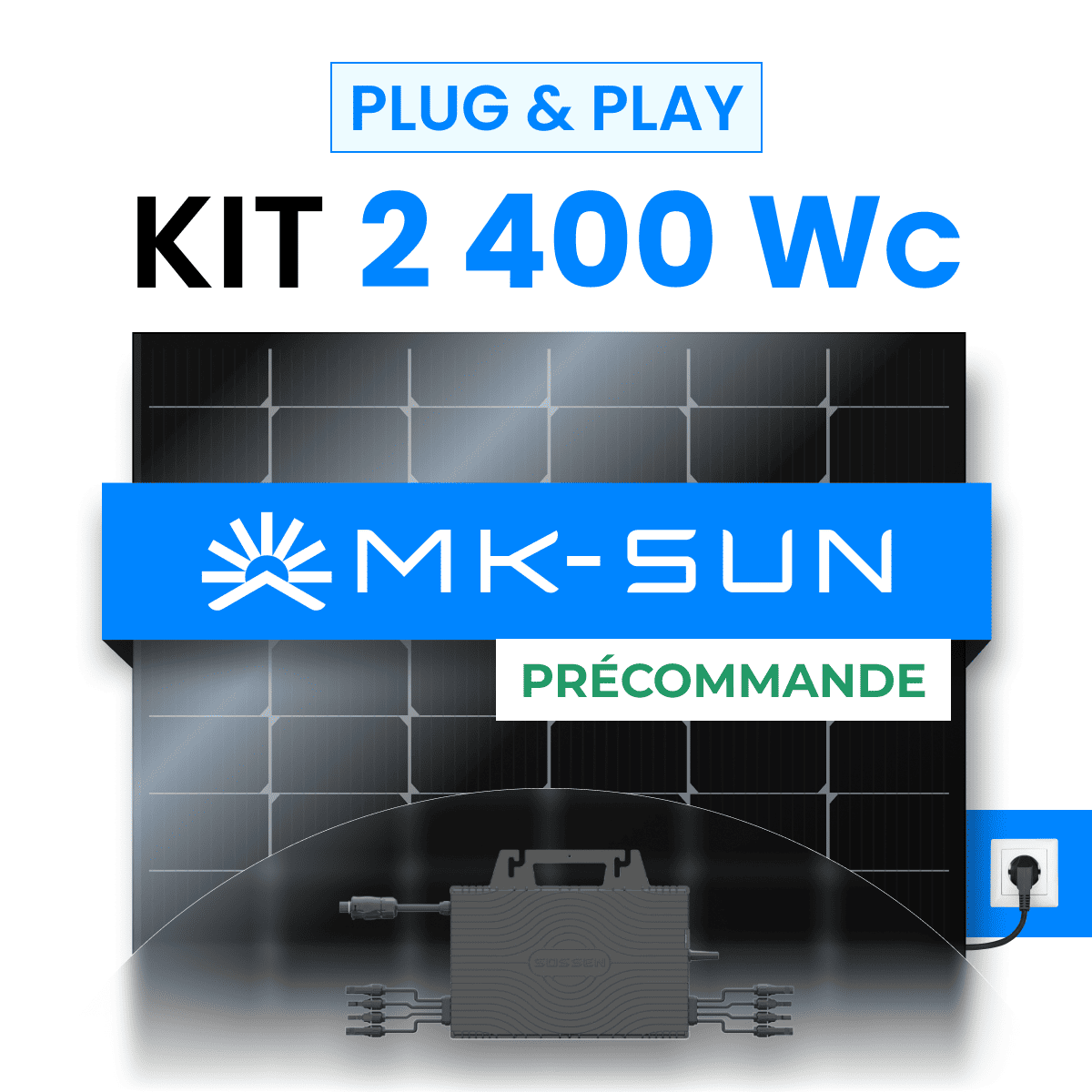 Kit Solaire Plug & Play 2400W MK-SUN 600Wc + Micro-onduleur SOSSEN 2000