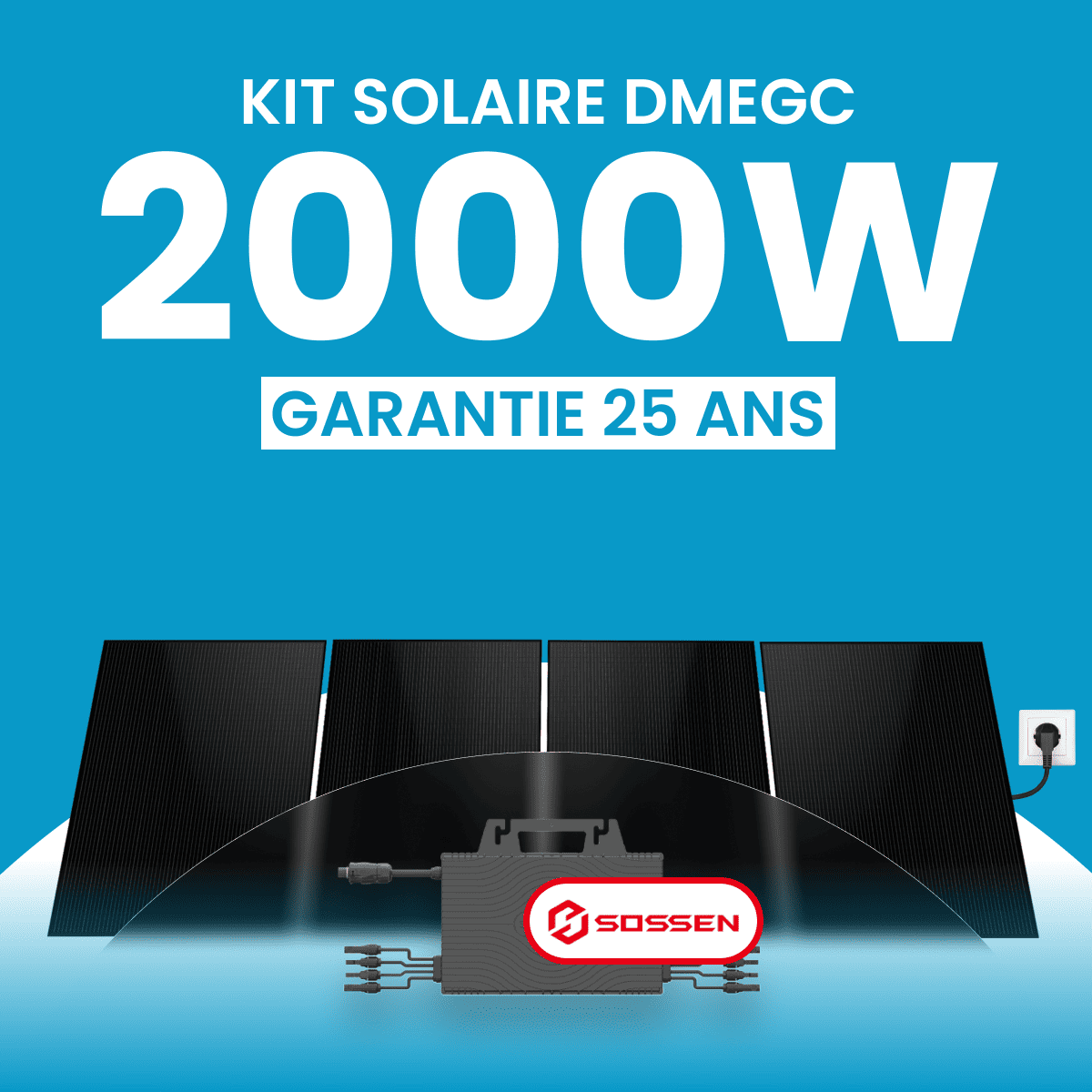 Kit Solaire Plug & Play 2000W DMEGC 500Wc - Micro-onduleur SOSSEN 2000