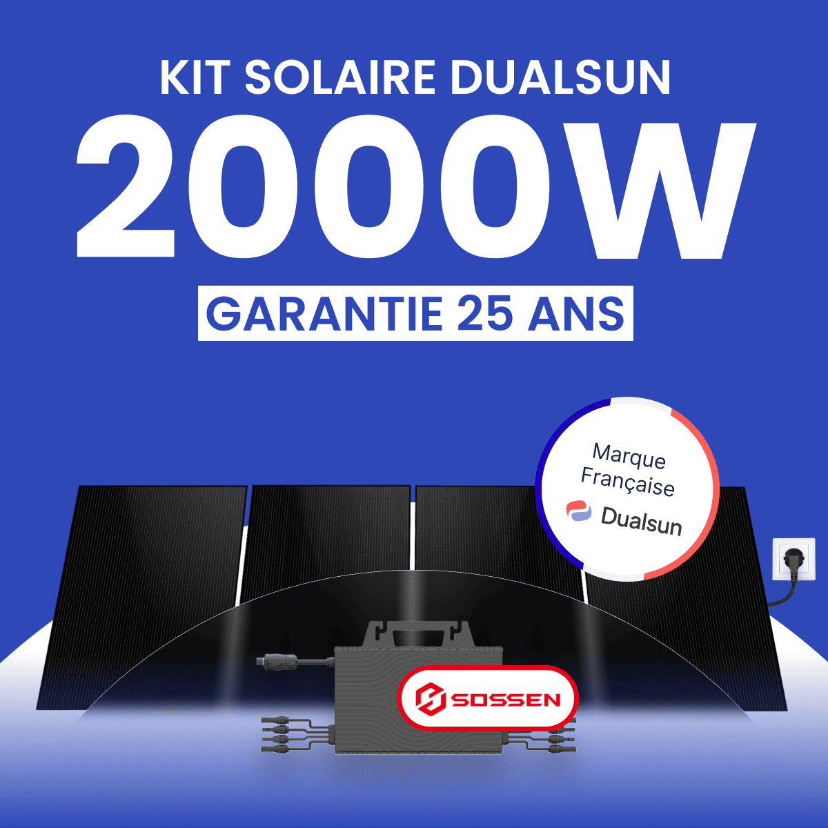 Kit Solaire Plug & Play 2000W DualSun 500Wc + Micro-onduleur SOSSEN 2000
