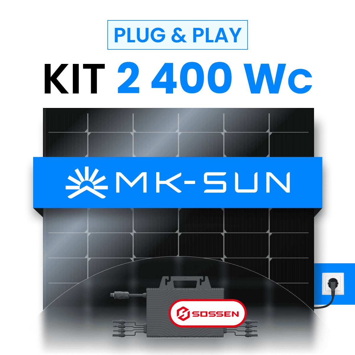 Kit Solaire Plug & Play 2400W MK-SUN 600Wc + Micro-onduleur SOSSEN 2000