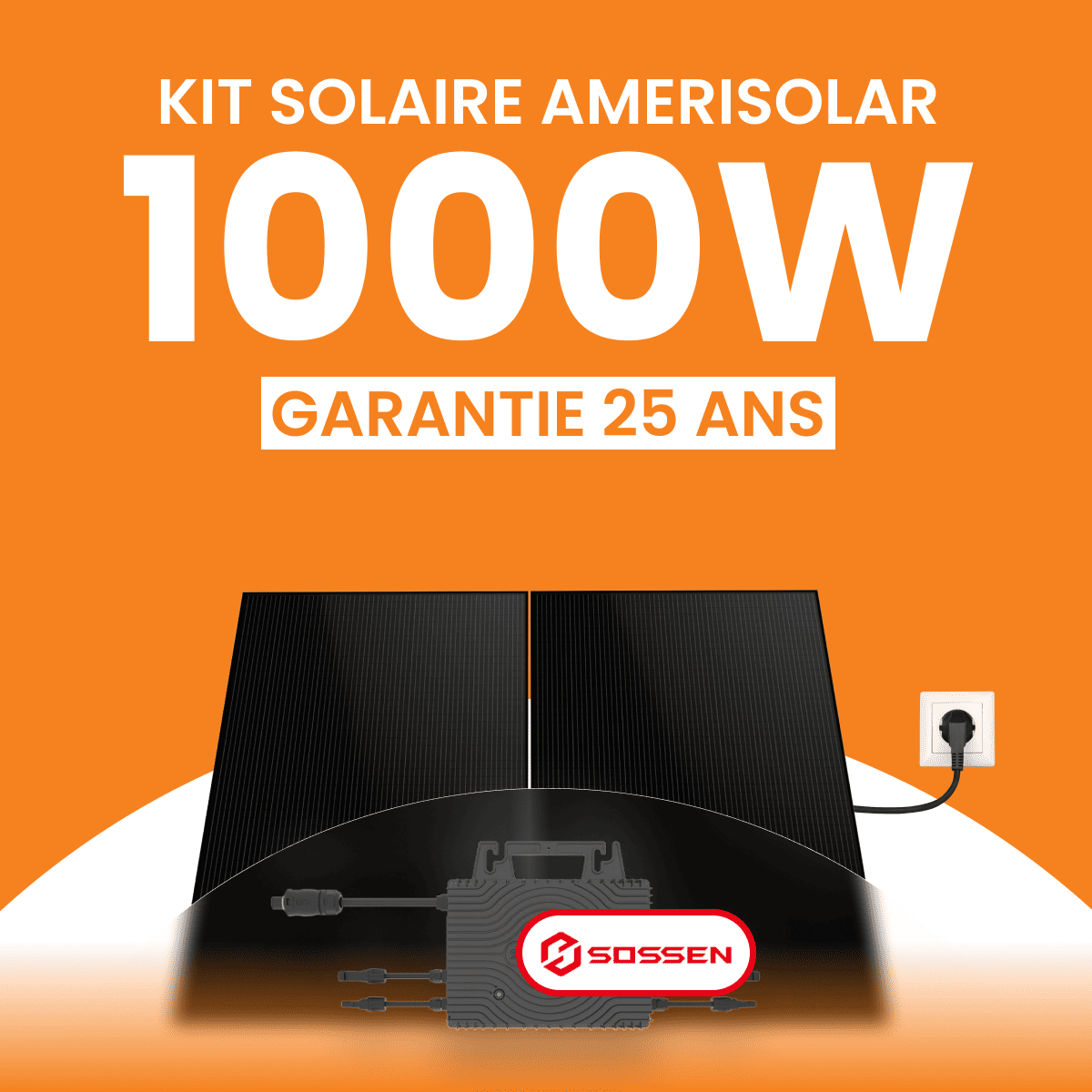 Kit Solaire Plug & Play 1000W Amerisolar 500Wc - Micro-onduleur SOSSEN 1000