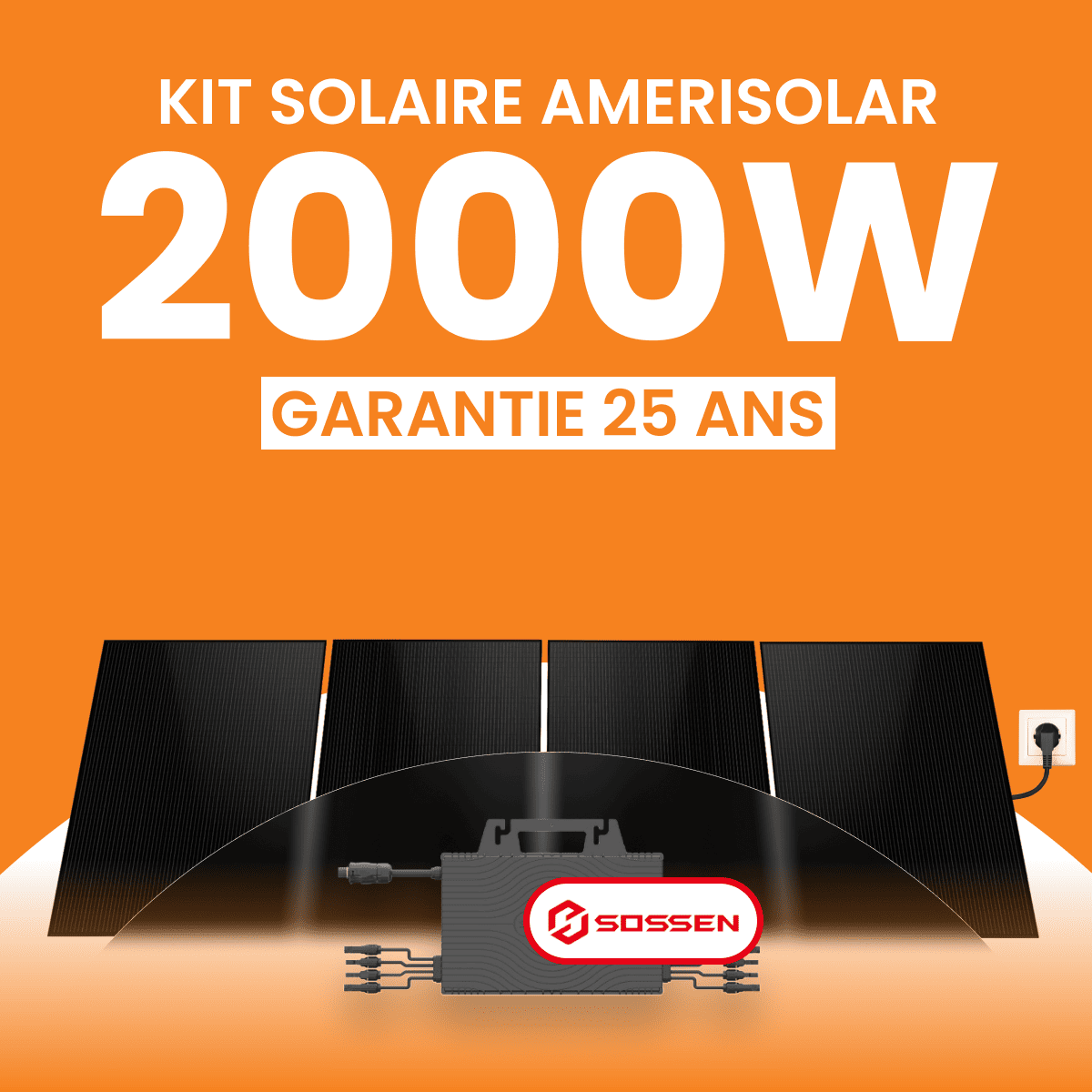 Kit Solaire Plug & Play 2000W Amerisolar 500Wc - Micro-onduleur SOSSEN 2000