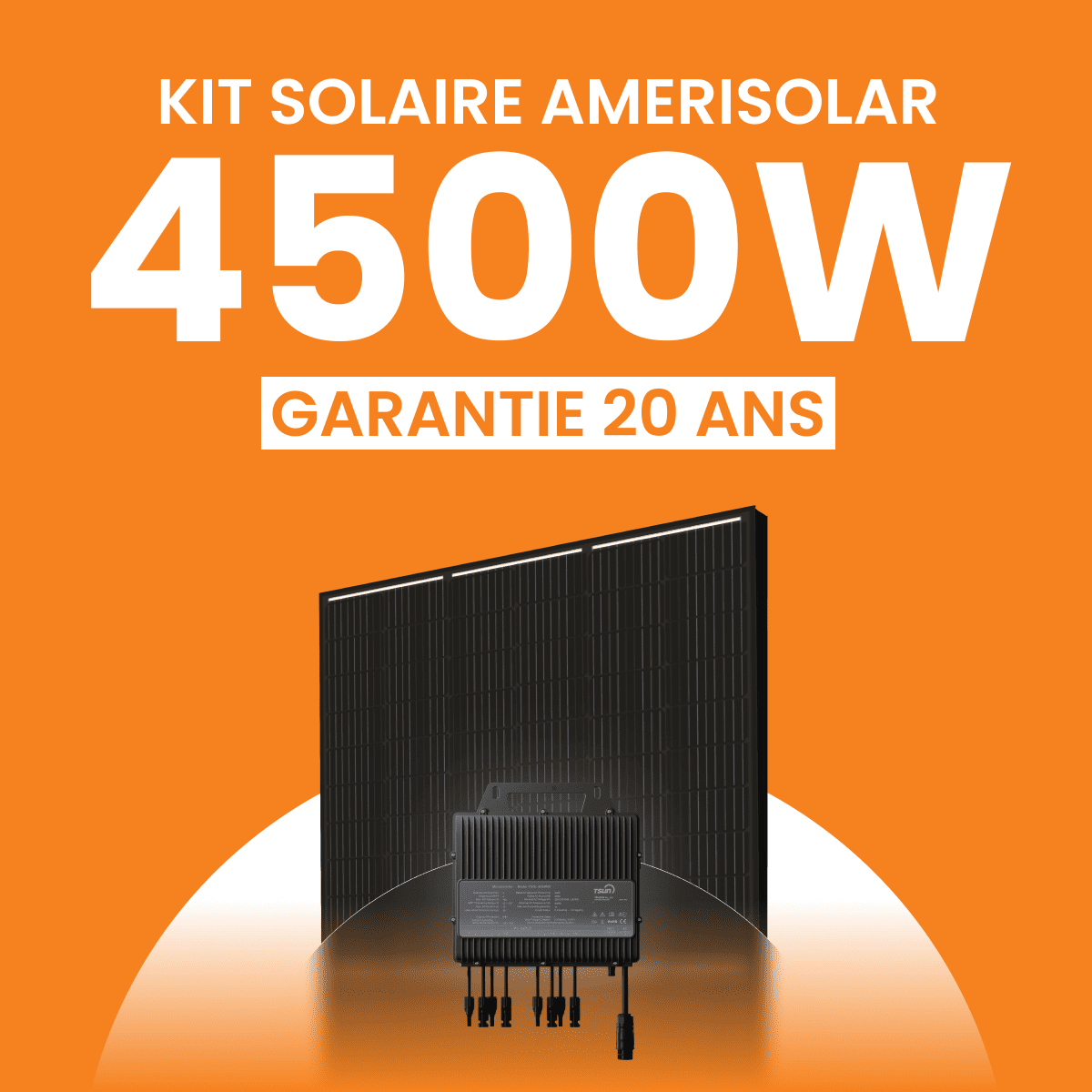Kit Solaire Autoconsommation 4500W Amerisolar 375 Wc Full Black + 2 Micro-onduleurs TSUN MP3000